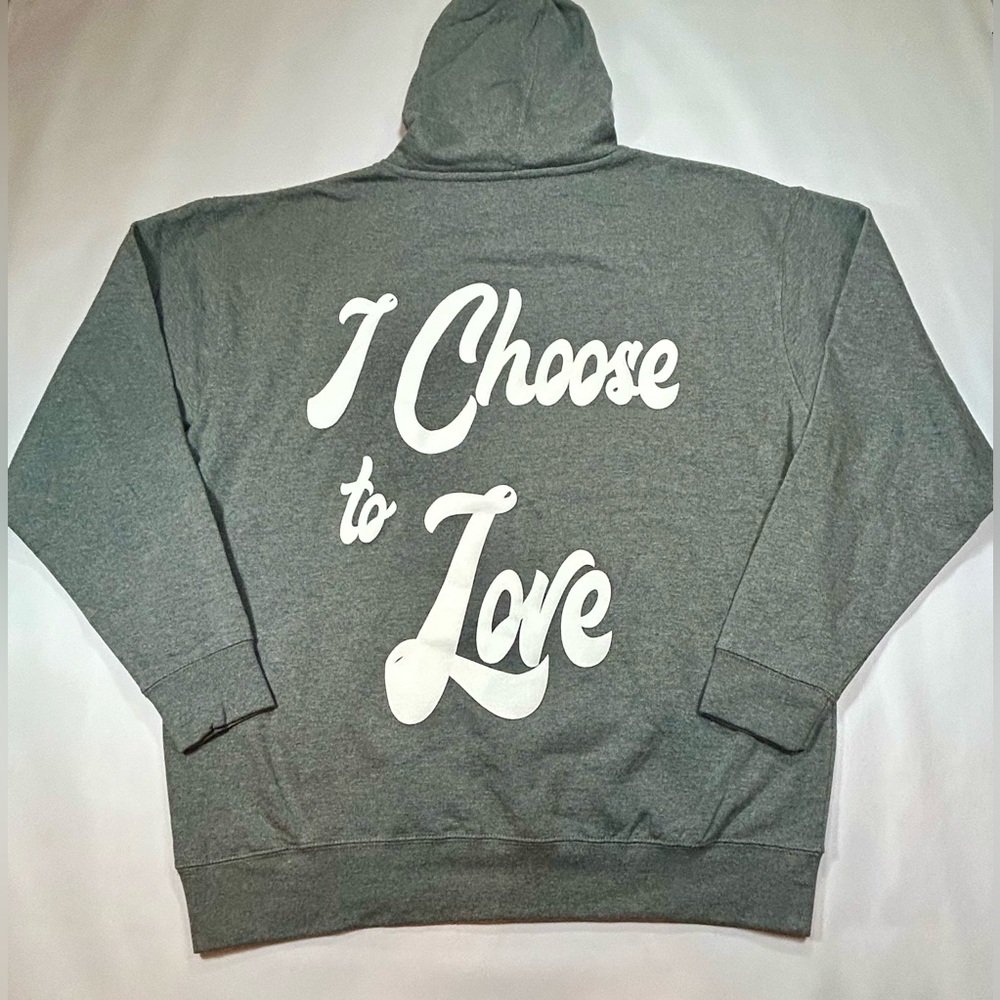 I Choose to Love Graphic Hoodie Gray Pullover Sweatshirt Men Women XL Streetwear